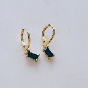 5/$25 Gold Tone Black Rhinestone Huggies